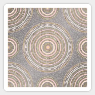 Gold Pink Geometric Doodles Gray Gradient Mandala Sticker